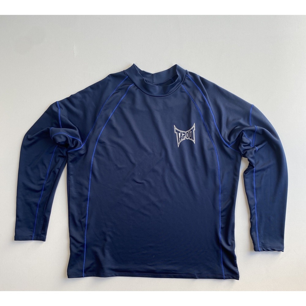 Tapout Compression Dri-Fit Shirt Mens 2XL Navy Stretch Workout Performance MMA